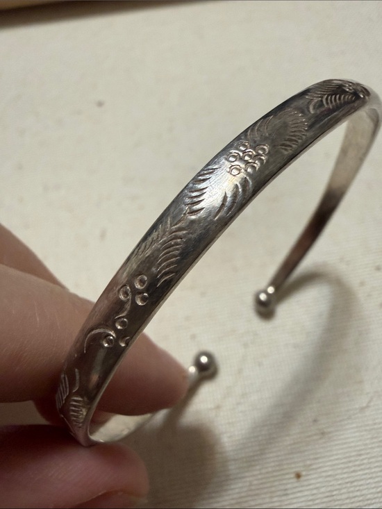 925 Sterling Silver Jewelry - Engraved Sterling Silver 925 Cuff Bracelet
